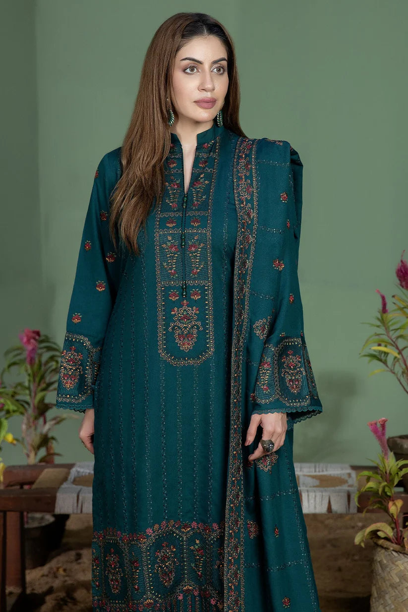 Dhanak-3PC Embroidered Shirt with Dhanak Embroidered Dupatta - 6437