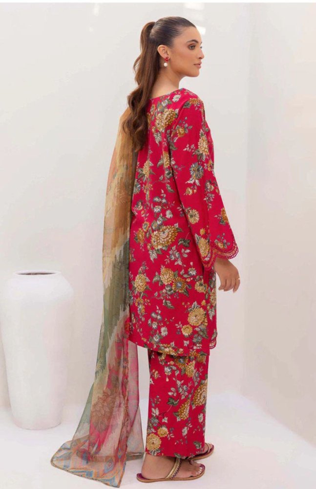 3PC Lawn Printed Shirt With Digital Printed Dupatta-1612