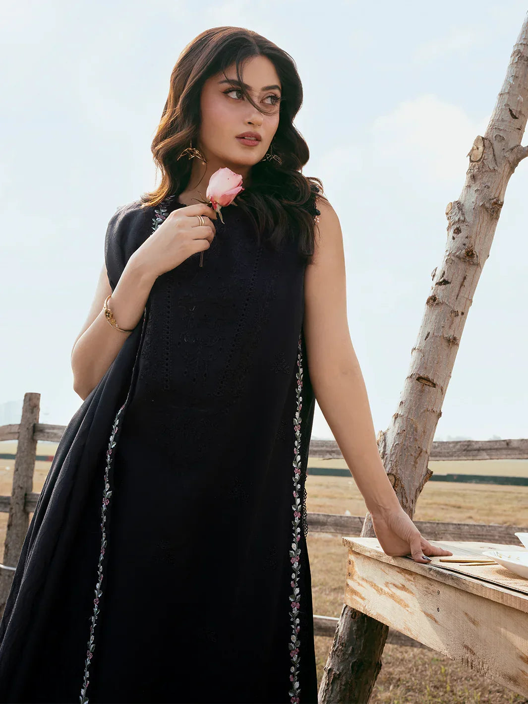 Lawn-3PC Chikankari Embroidered With Khadi Net Embroidered Dupatta-5280