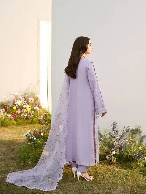 Lawn-3PC Embroidered With Chiffon Digital Printed Dupatta - 5243