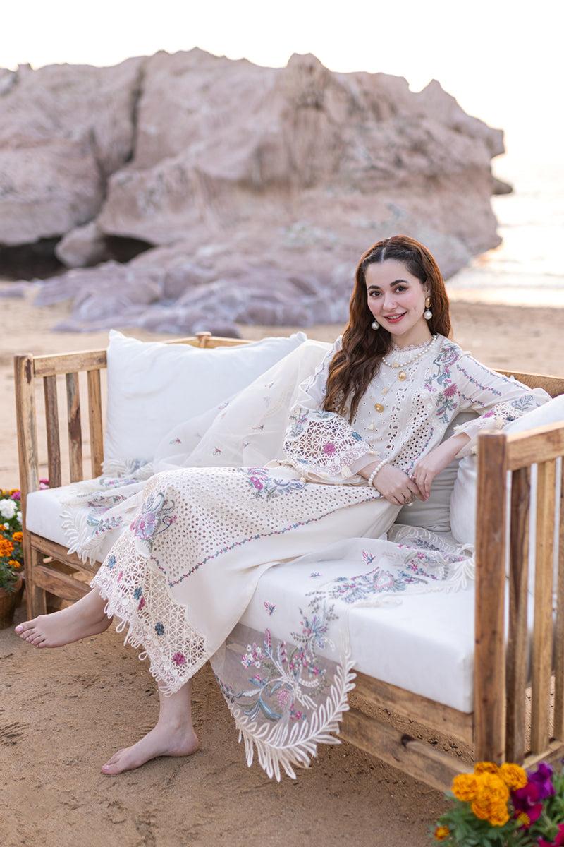 Lawn 3PC Embroidered Shirt with Organza Embroidered Dupatta- 6132
