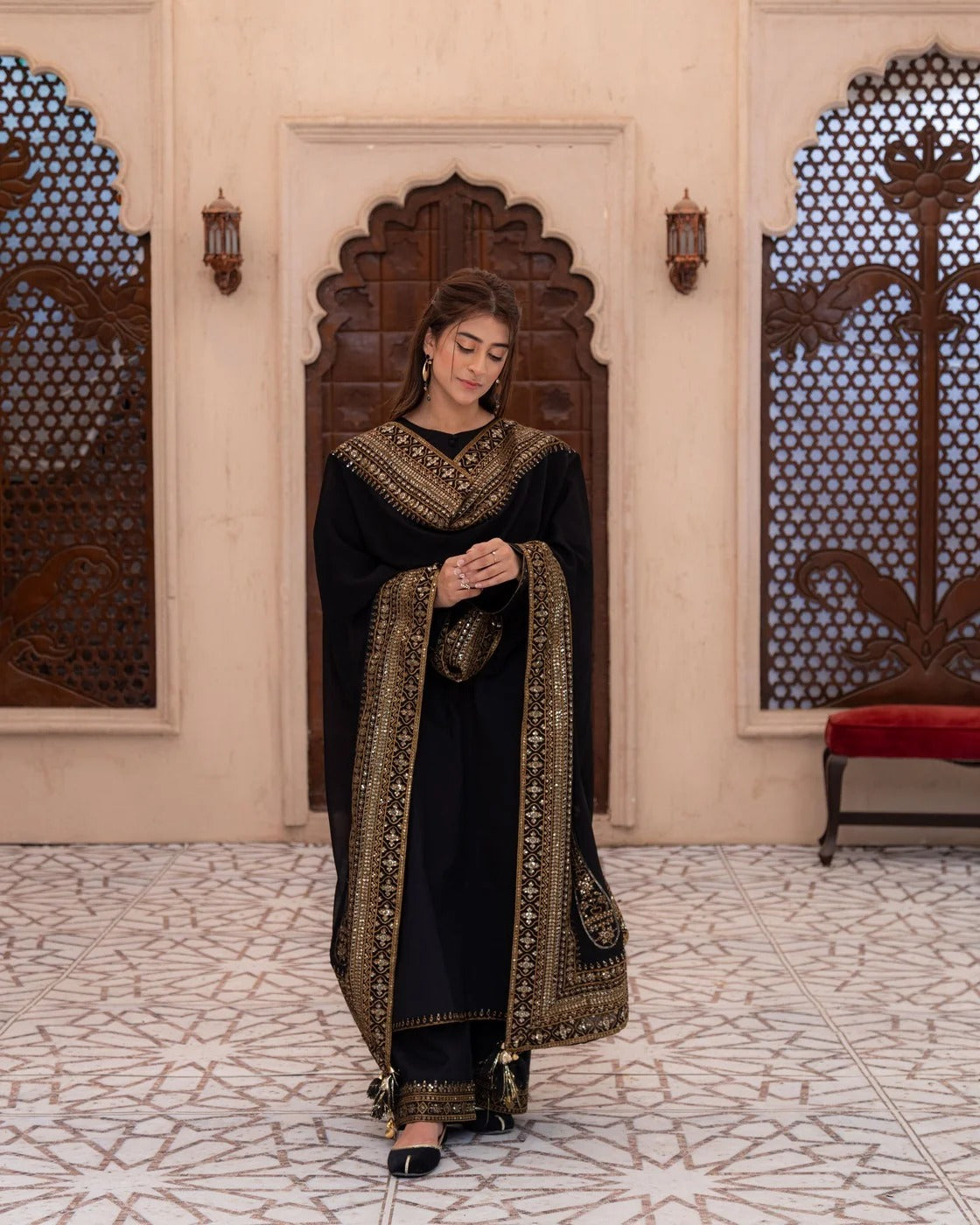 Lawn-3PC Embroidered Shirt with Organza Sequins Embroidered Dupatta- 5135