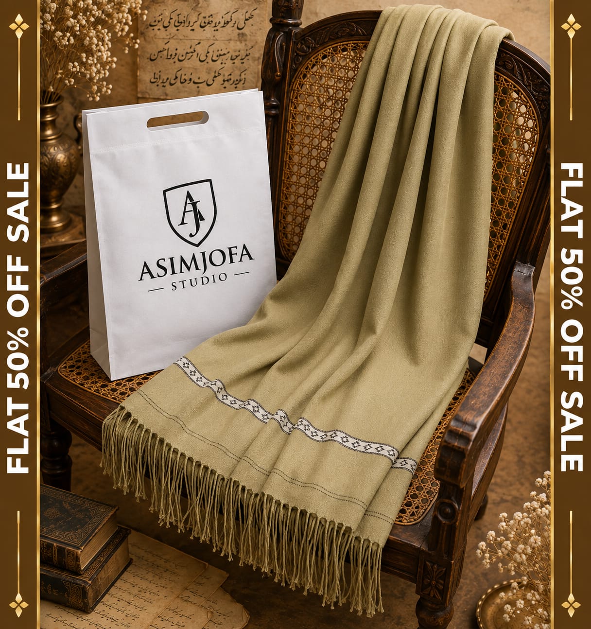 KHAKI BEIGE WOOLEN SHAWAL