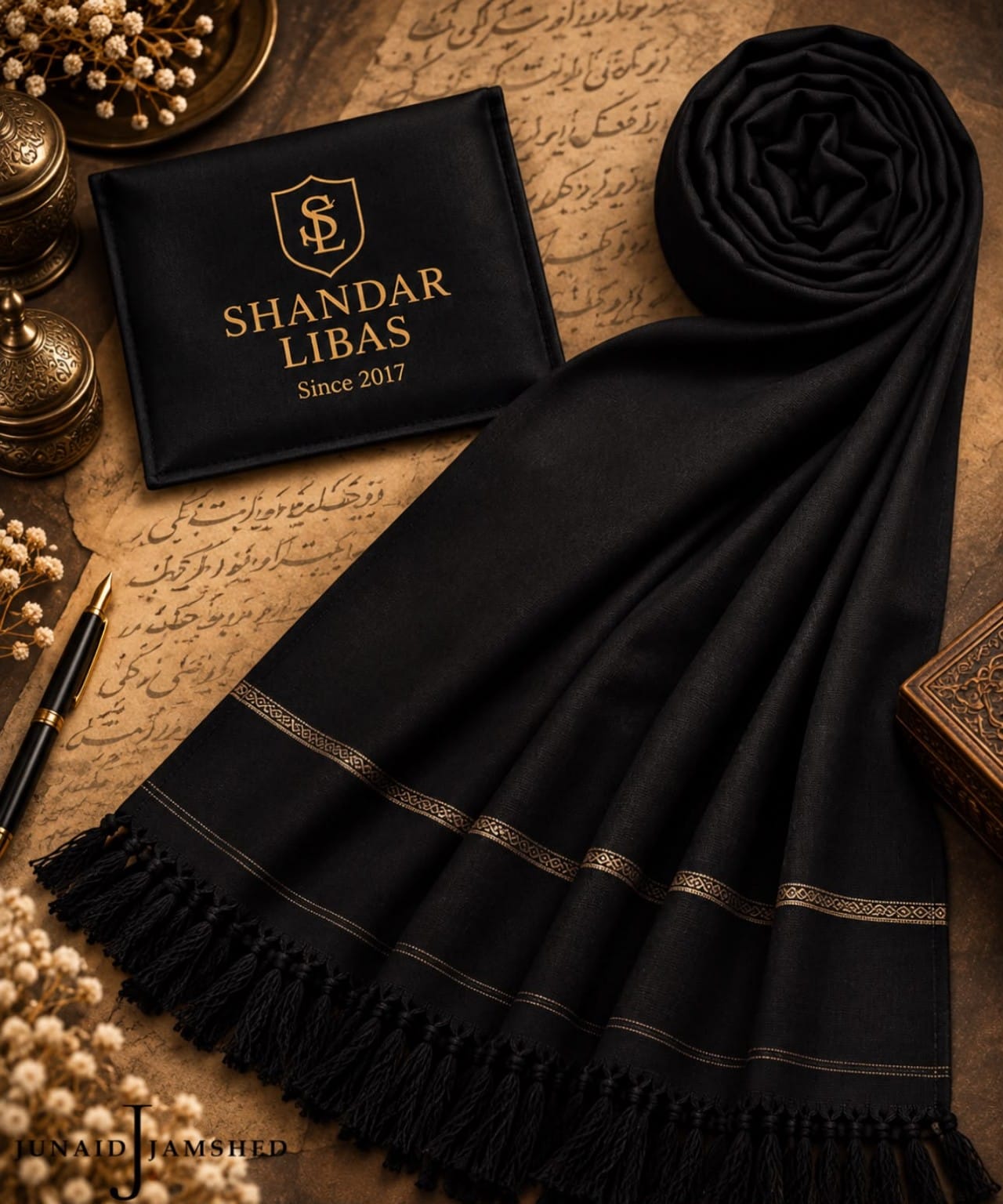 JET BLACK WOOLEN SHAWAL