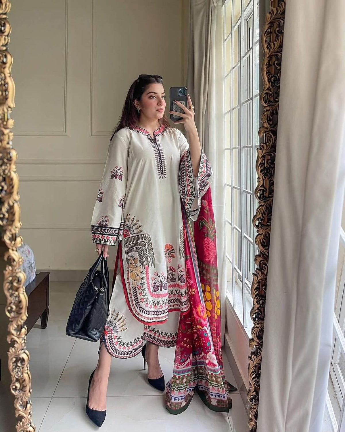 DHANAK EMB 3PC SUIT HB-001002