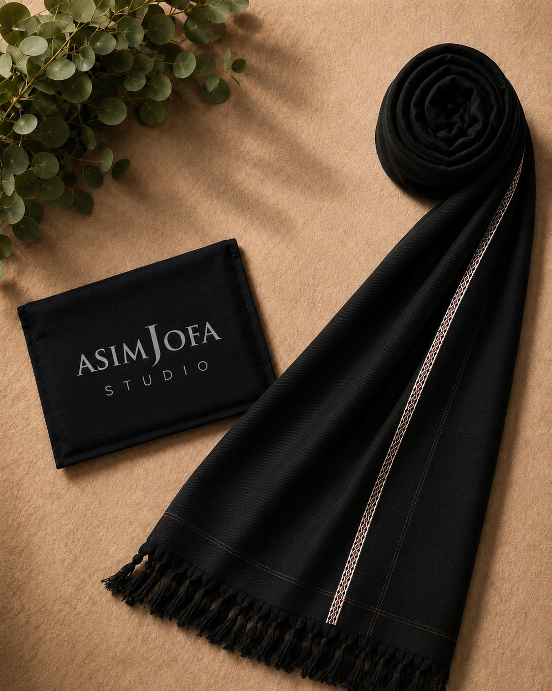 JET BLACK WOOLEN SHAWAL
