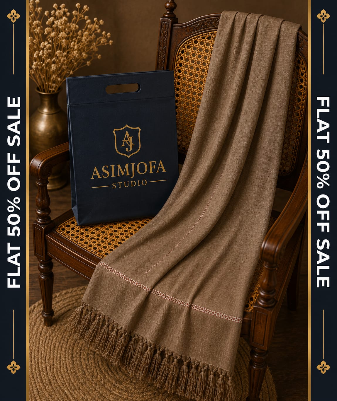 COFFEE BROWN  WOOLEN SHAWAL