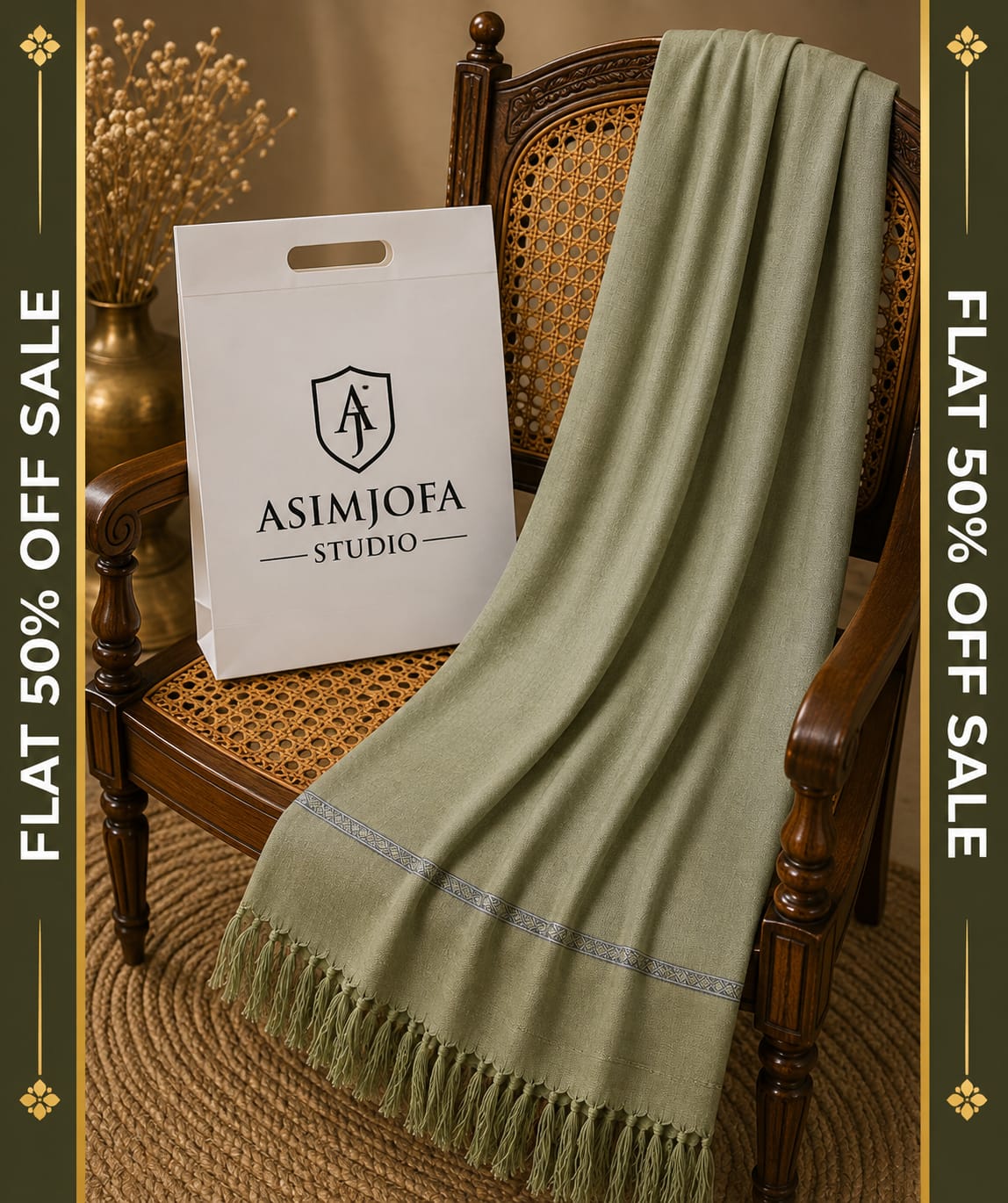 SAGE GREEN WOOLEN SHAWAL