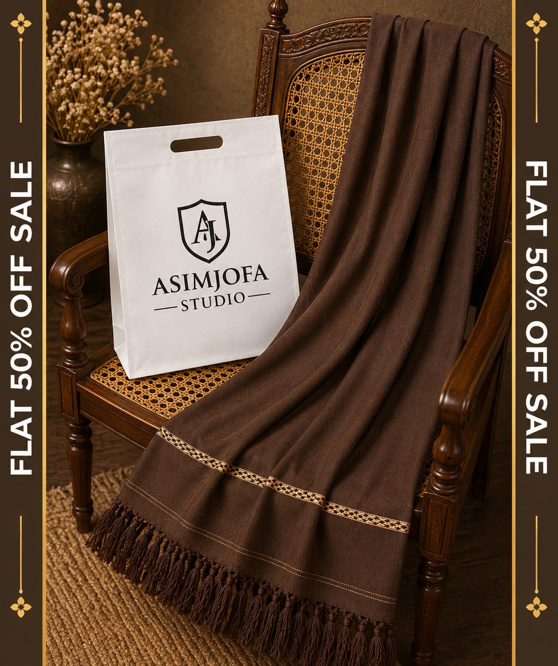 DARK CHOCOLATE BROWN WOOLEN SHAWAL
